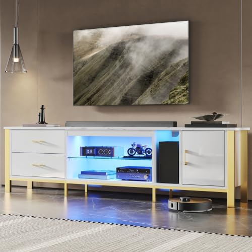 Gaming Console Room - TV-standaard voor 75/80/85 inch tv's, LED-gaming-entertainmentcentrum,