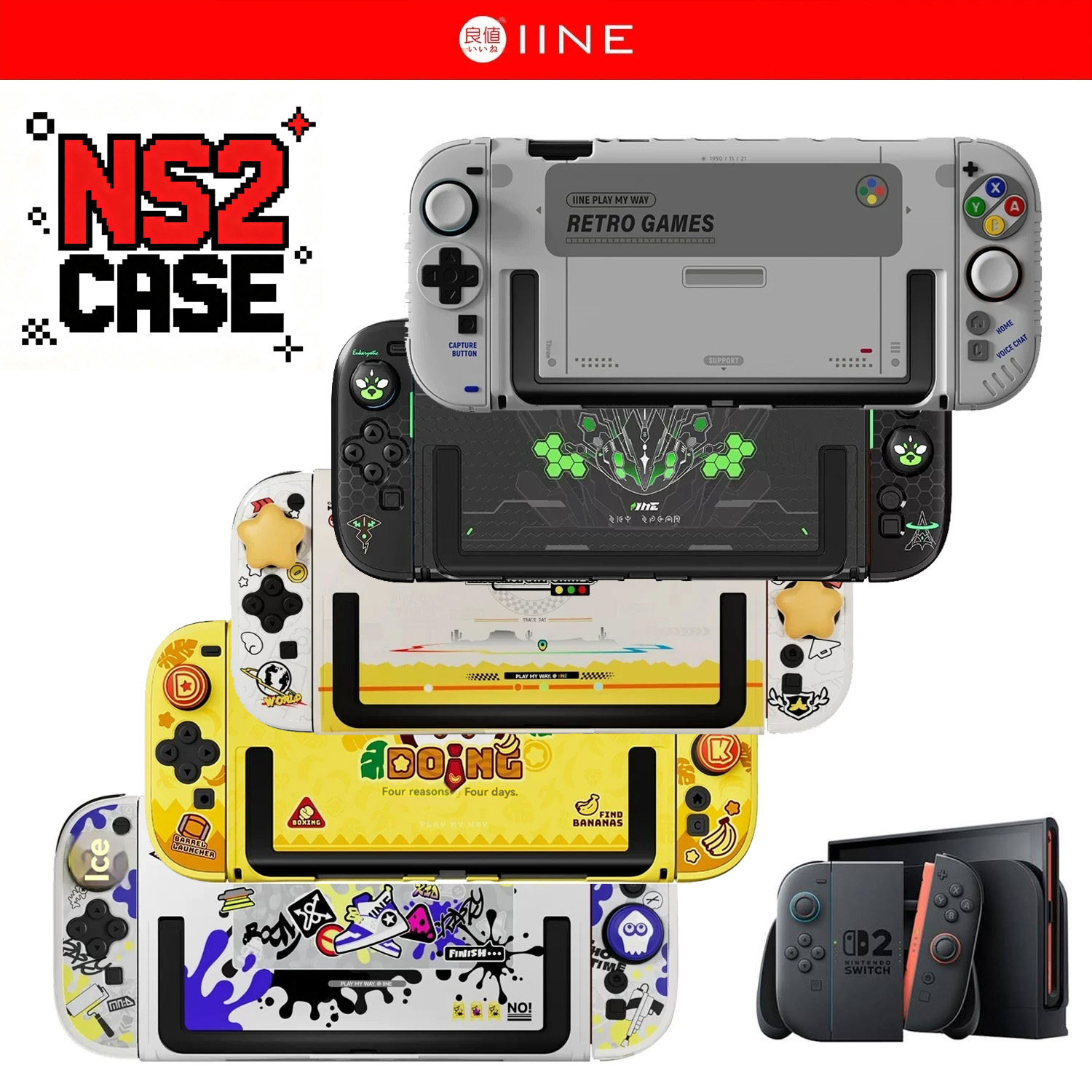 Gaming Console Handle - IINE Retro Case Switch 2 Beschermhoes